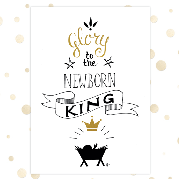 images Poster A4 'Glory to the newborn King' - MA36202 - Diverse kerstcadeaus bij MajesticAlly