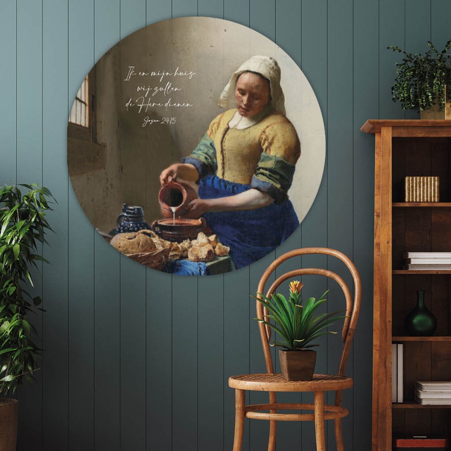 images Muurcirkel 'Melkmeisje - Ik en mijn huis' - 60 cm - MA39311 - Wanddeco bij MajesticAlly