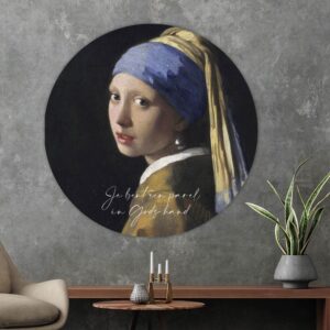 Muurcirkel 'Meisje met de parel' - 60 cm - MA39312 - Wanddeco bij MajesticAlly