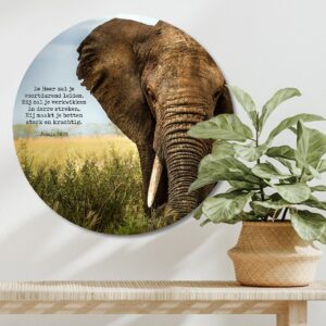Muurcirkel 'Olifant - De Heer zal je leiden' - 60 cm - MA39316 -  Wanddeco bij MajesticAlly