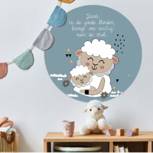 Kinder muurcirkel 'Jezus is de goede Herder' - 60 cm - MA39331 - Wanddeco bij MajesticAlly