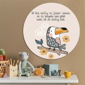 Kinder muurcirkel 'Veilig in Jezus' armen' - 60 cm - MA39332 - Wanddeco bij MajesticAlly