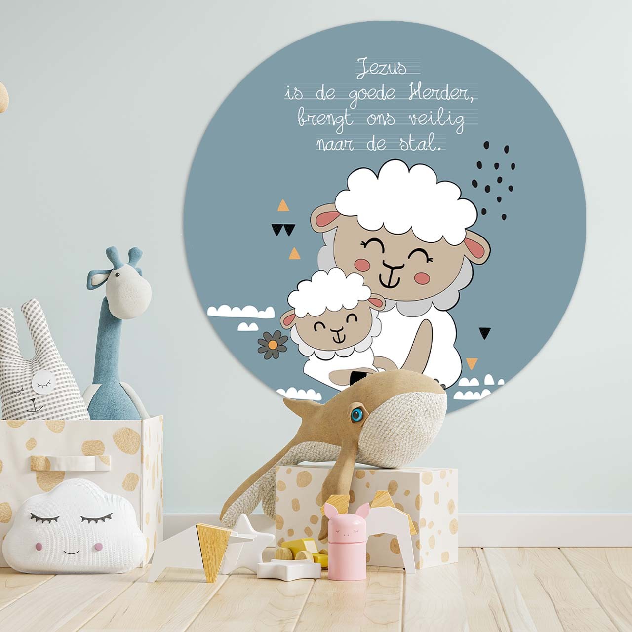 images Kinder muurcirkel 'Jezus is de goede Herder' - 100 cm - MA39431 - Muurcirkels - 100 cm bij MajesticAlly