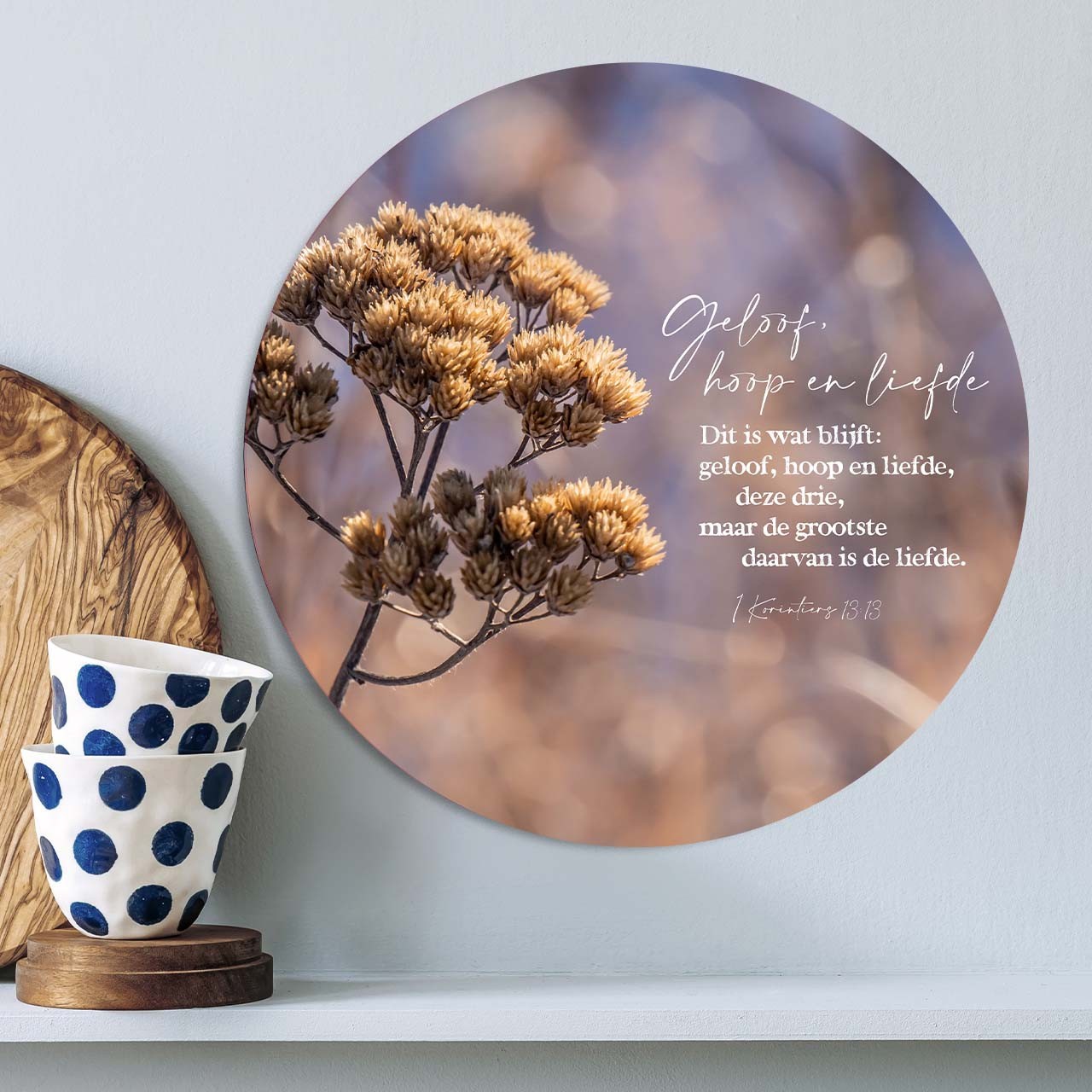images Muurcirkel '1 Korintiërs 13:13' - 30 cm - MA39222 - Wanddeco bij MajesticAlly