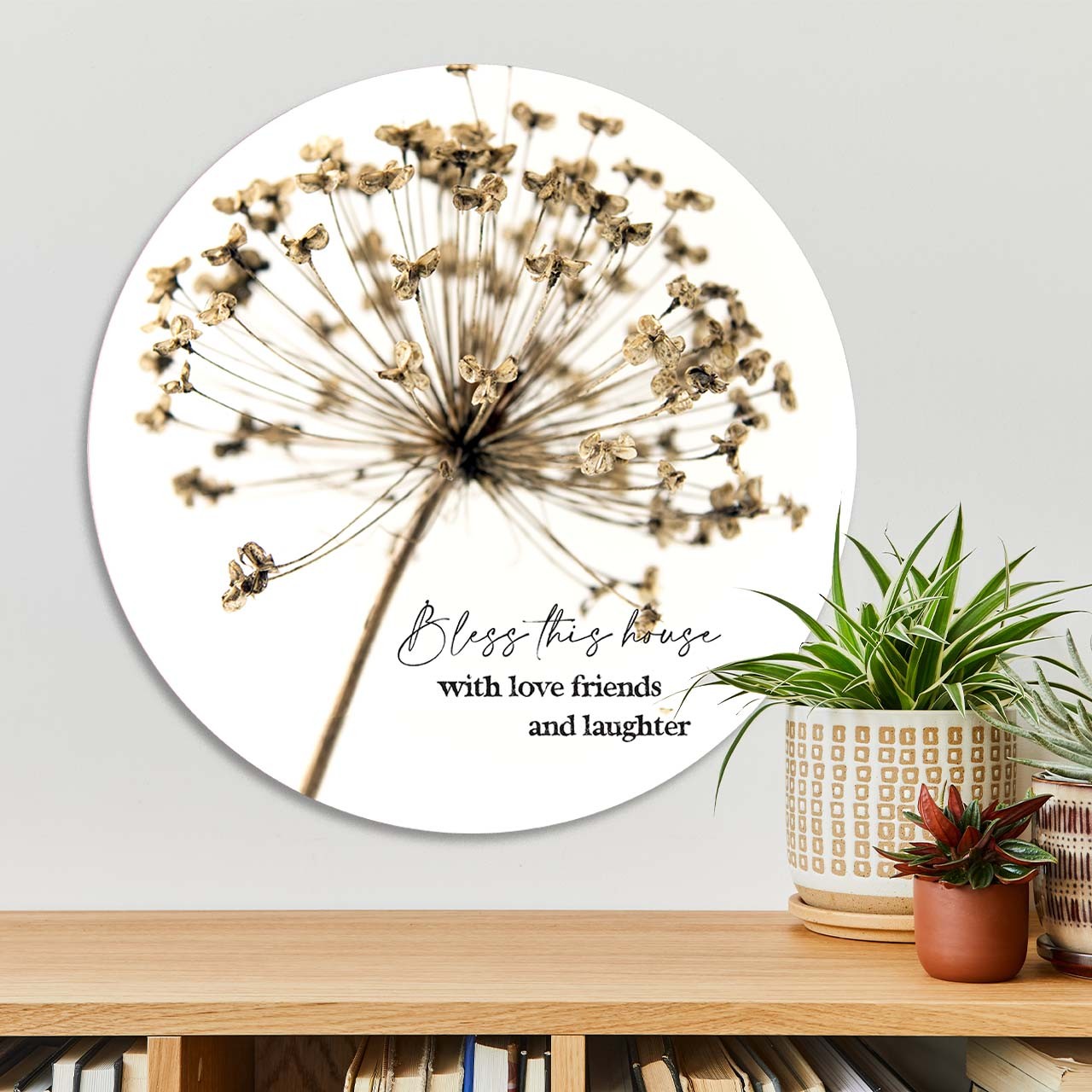 images Muurcirkel 'Bless this house - wit' - 30 cm - MA39223 - Wanddeco bij MajesticAlly