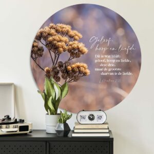 Muurcirkel '1 Korintiërs 13:13' - 60 cm - MA39322 - Wanddeco bij MajesticAlly