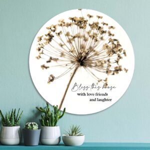 Muurcirkel 'Bless this house - wit' - 60 cm - MA39323 - Wanddeco bij MajesticAlly
