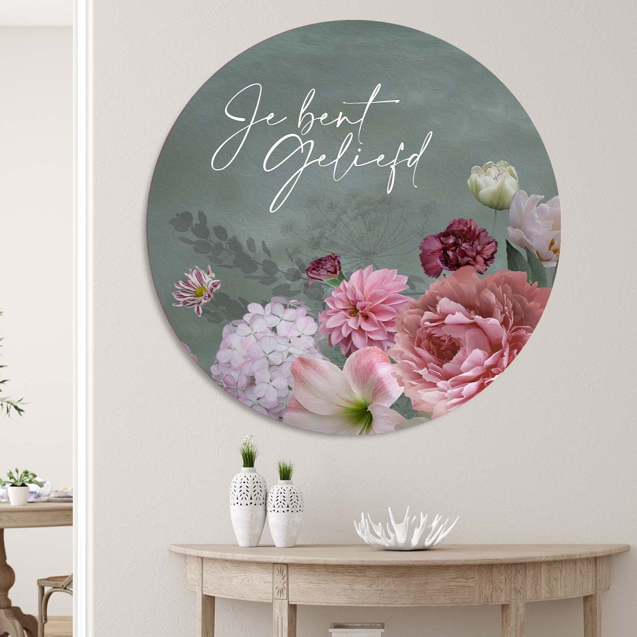 images Muurcirkel 'Je bent geliefd' - 100 cm - MA39425 - Muurcirkels - 100 cm bij MajesticAlly