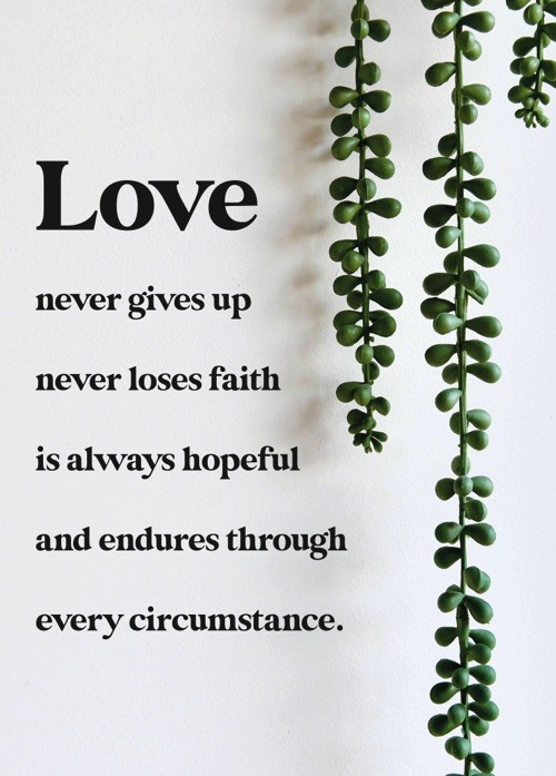 Poster 50x70 Love never gives up - 552598P - Posters XL bij MajesticAlly