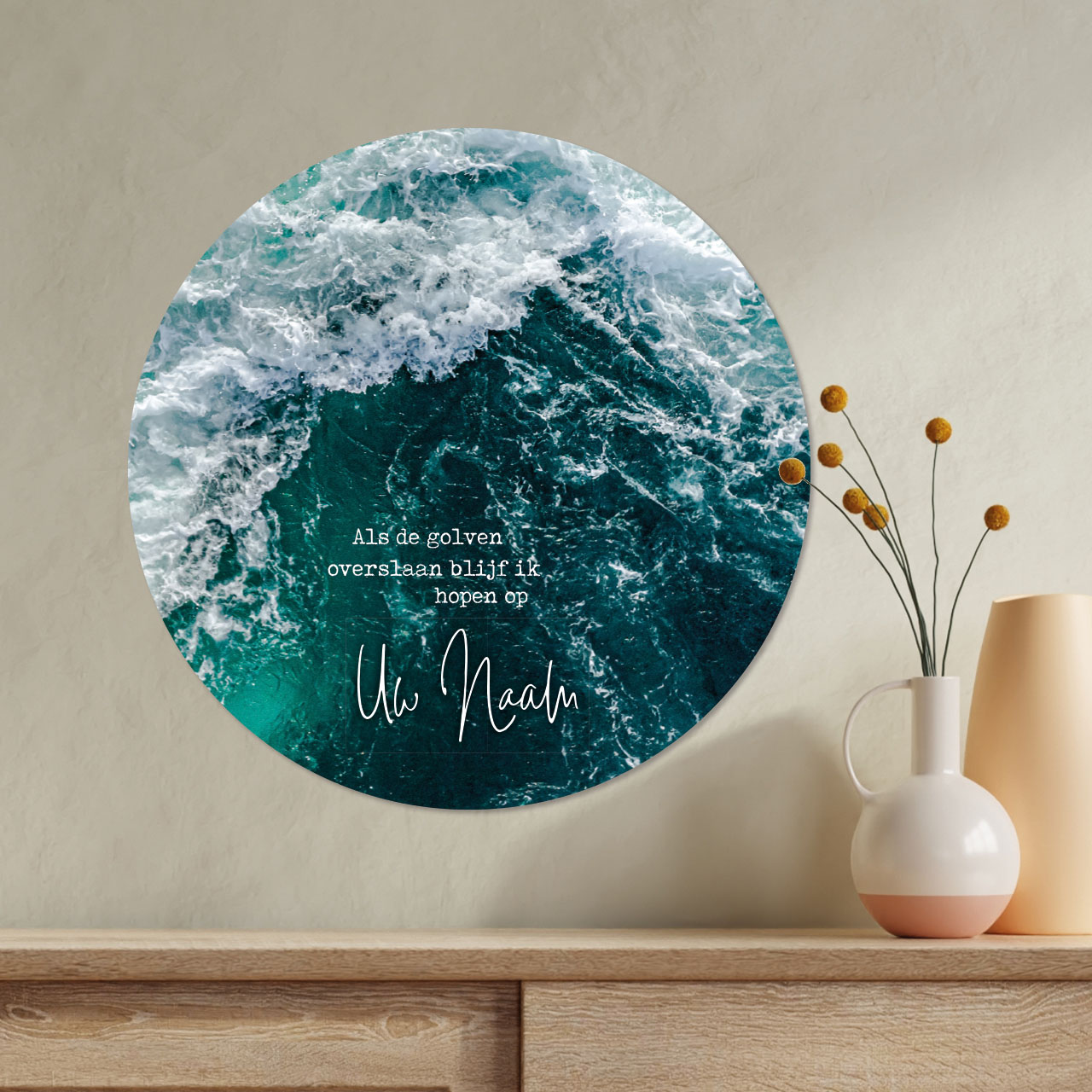 Muurcirkel 'Als de golven overslaan, dan blijf ik hopen op Uw Naam' - 40 cm Muurcirkel 'Als de golven overslaan, dan blijf ik hopen op Uw Naam' - 40 cm
