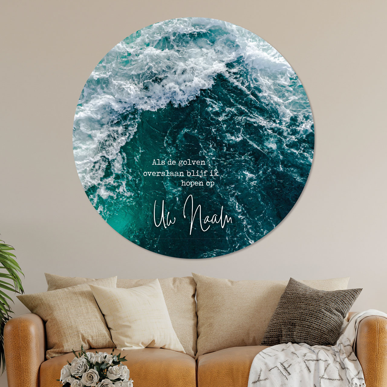 MA39448 Muurcirkel 'Als de golven overslaan blijf ik hopen op Uw Naam' - 100 cm