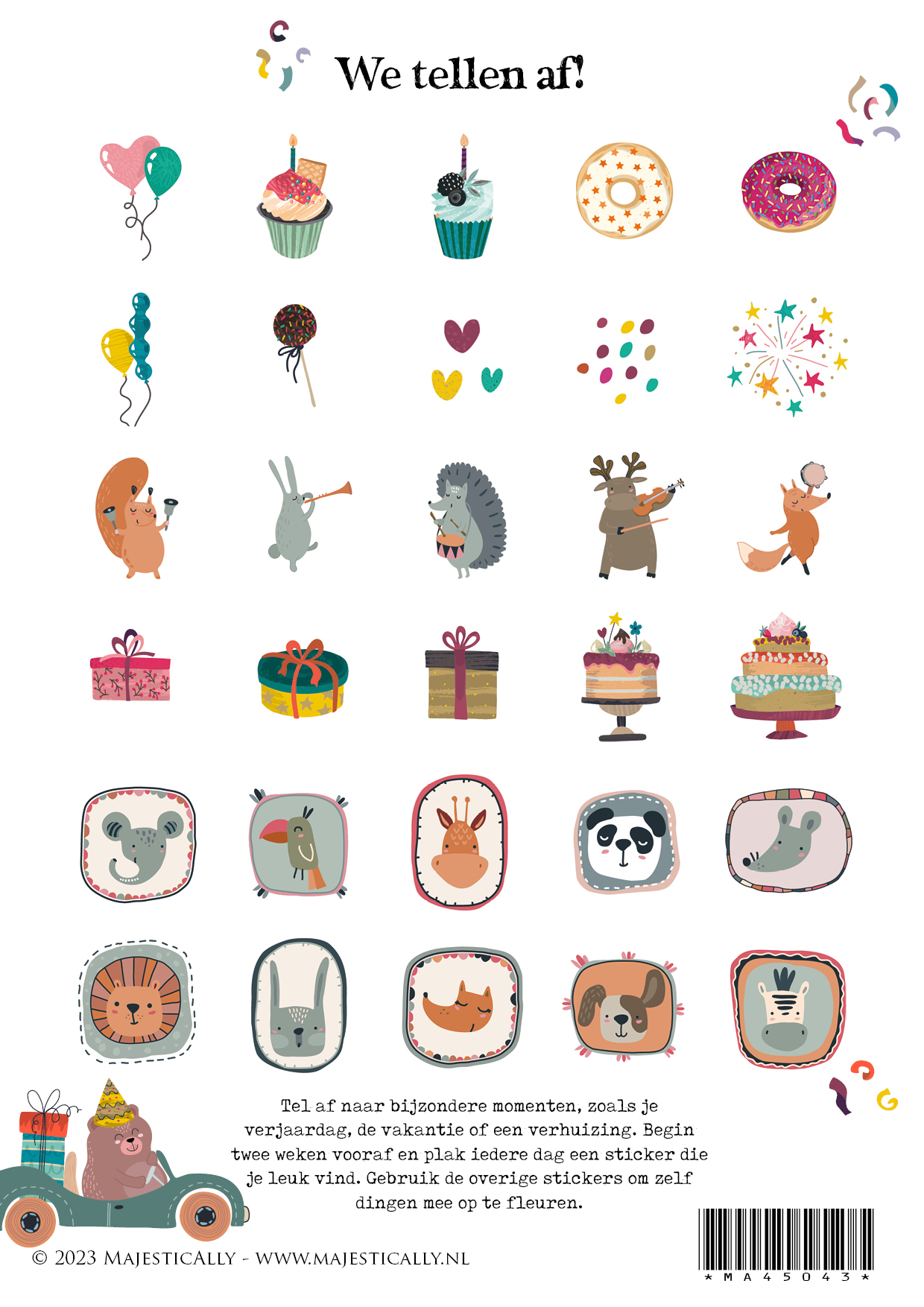 Stickers Aftelkalender Dieren Stickers aftelkalender Dieren