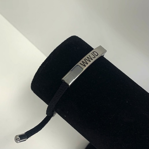 MA47601 - Touwarmband WWJD zwart MA47601 - Touwarmband WWJD zwart